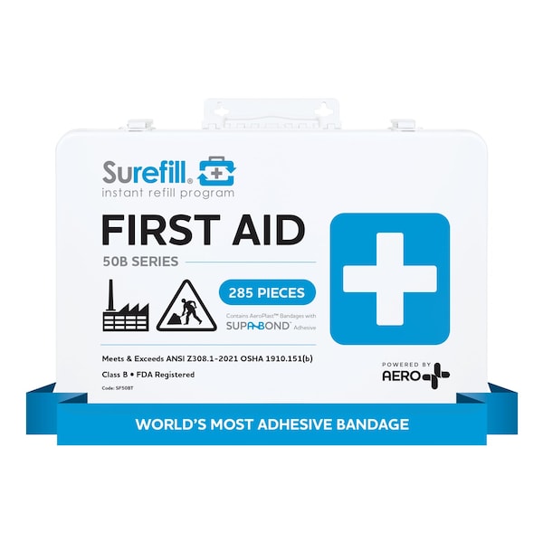 Aero Healthcare Surefill 50 Ansi 2021 B First Aid Kit - Metal Case SF50BT - main